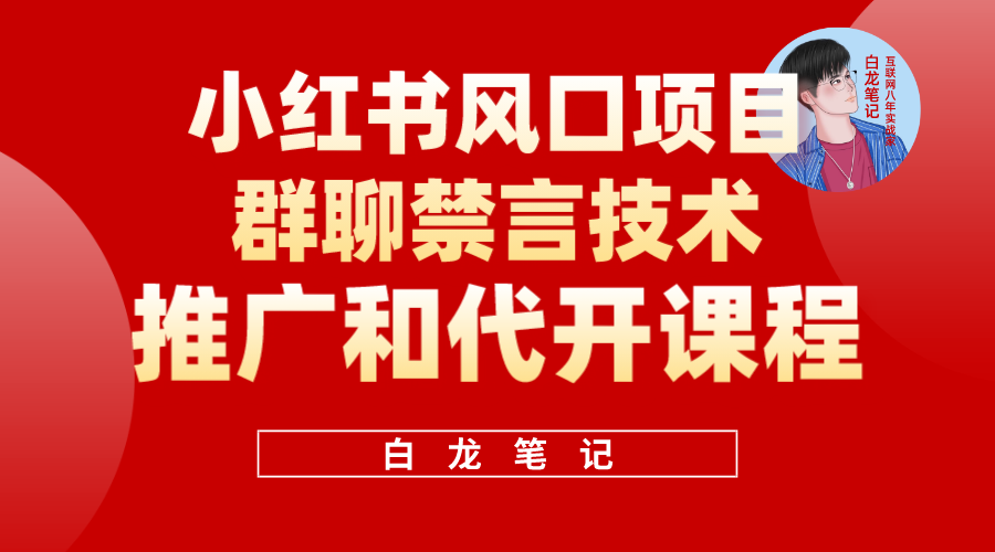 小红书风口项目日入300+，小红书群聊禁言技术代开项目，适合新手操作网创吧-网创项目资源站-副业项目-创业项目-搞钱项目网创吧