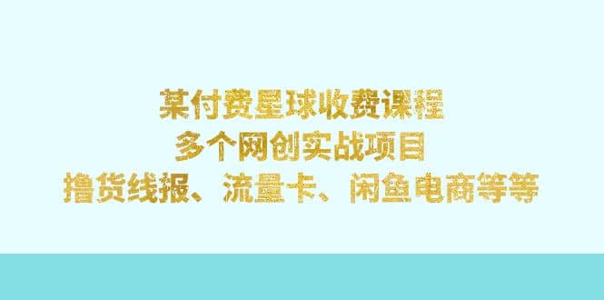 某付费星球课程：多个网创实战项目，撸货线报、流量卡、闲鱼电商等等网创吧-网创项目资源站-副业项目-创业项目-搞钱项目网创吧