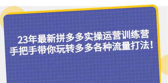 23年最新拼多多实操运营训练营：手把手带你玩转多多各种流量打法！网创吧-网创项目资源站-副业项目-创业项目-搞钱项目网创吧