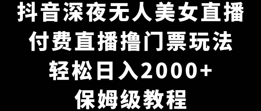 抖音深夜无人美女直播，付费直播撸门票玩法，轻松日入2000+，保姆级教程网创吧-网创项目资源站-副业项目-创业项目-搞钱项目网创吧