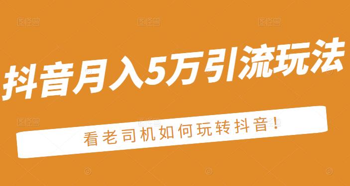 老古董·抖音月入5万引流玩法，看看老司机如何玩转抖音(附赠：抖音另类引流思路)网创吧-网创项目资源站-副业项目-创业项目-搞钱项目网创吧