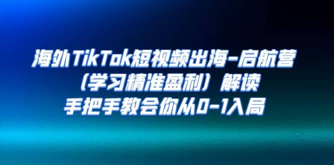 海外TikTok短视频出海-启航营（学习精准盈利）解读，手把手教会你从0-1入局网创吧-网创项目资源站-副业项目-创业项目-搞钱项目网创吧