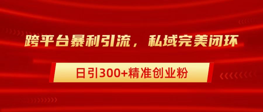 跨平台暴力引流，私域完美闭环，日引300+精准创业粉网创吧-网创项目资源站-副业项目-创业项目-搞钱项目网创吧