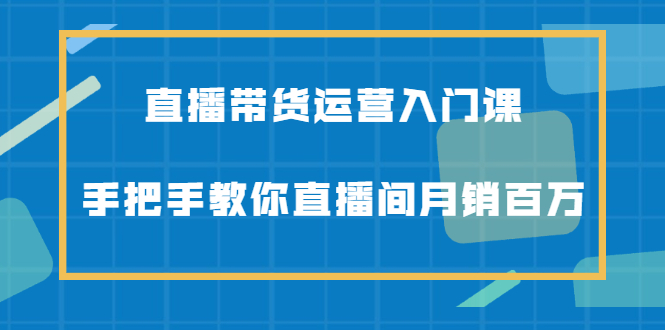 直播带货运营入门课，手把手教你直播间月销百万网创吧-网创项目资源站-副业项目-创业项目-搞钱项目网创吧