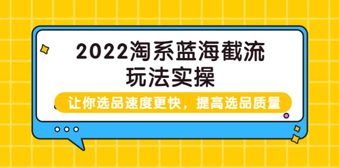 2022淘系蓝海截流玩法实操：让你选品速度更快，提高选品质量（价值599）网创吧-网创项目资源站-副业项目-创业项目-搞钱项目网创吧