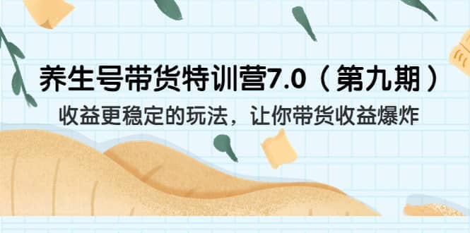 养生号带货特训营7.0（第九期）收益更稳定的玩法 让你带货收益爆炸（11节）网创吧-网创项目资源站-副业项目-创业项目-搞钱项目网创吧