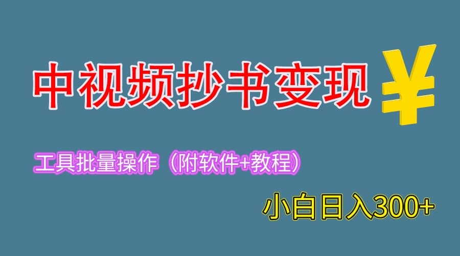 2023中视频抄书变现（附工具+教程），一天300+，特别适合新手操作的副业网创吧-网创项目资源站-副业项目-创业项目-搞钱项目网创吧