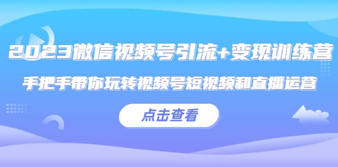 2023微信视频号引流+变现训练营：手把手带你玩转视频号短视频和直播运营网创吧-网创项目资源站-副业项目-创业项目-搞钱项目网创吧