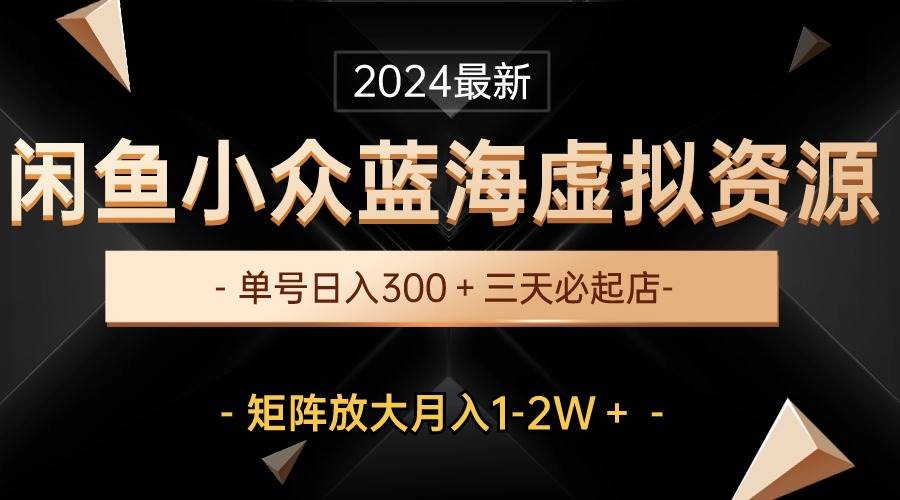 最新闲鱼小众蓝海虚拟资源，单号日入300＋，三天必起店，矩阵放大月入1-2W网创吧-网创项目资源站-副业项目-创业项目-搞钱项目网创吧