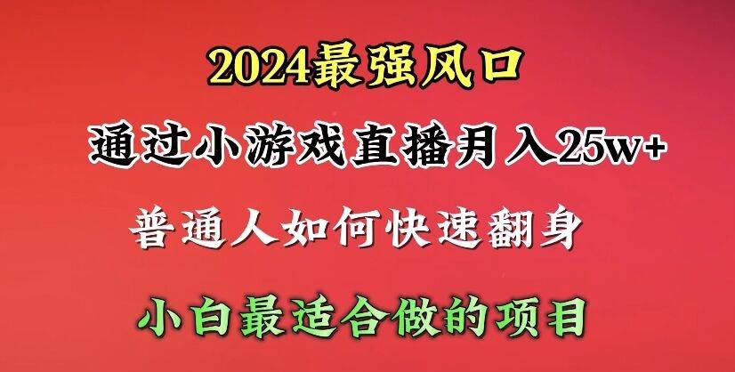 2024年最强风口，通过小游戏直播月入25w+单日收益5000+小白最适合做的项目网创吧-网创项目资源站-副业项目-创业项目-搞钱项目网创吧