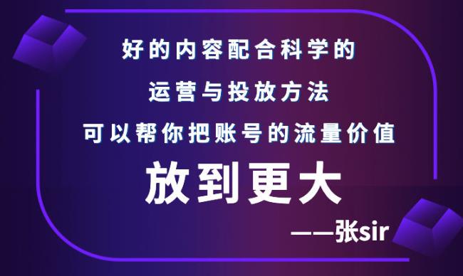 张sir账号流量增长课，告别海王流量，让你的流量更精准网创吧-网创项目资源站-副业项目-创业项目-搞钱项目网创吧