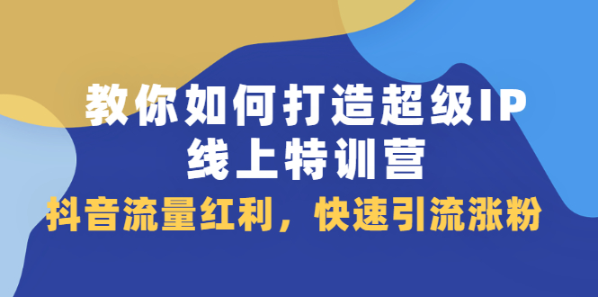 教你如何打造超级IP线上特训营，抖音流量红利新机遇网创吧-网创项目资源站-副业项目-创业项目-搞钱项目网创吧