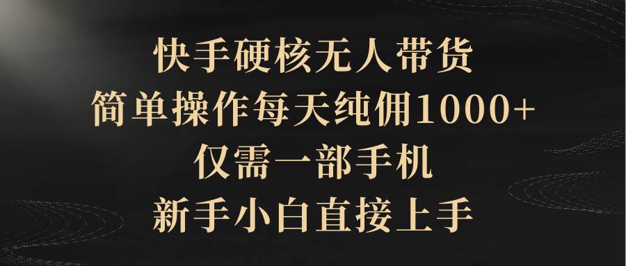 快手硬核无人带货，简单操作每天纯佣1000+,仅需一部手机，新手小白直接上手网创吧-网创项目资源站-副业项目-创业项目-搞钱项目网创吧