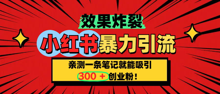 小红书炸裂玩法，亲测一条笔记就能吸引300+精准创业粉！网创吧-网创项目资源站-副业项目-创业项目-搞钱项目网创吧